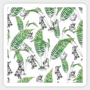 Ferns and rabbits Sticker